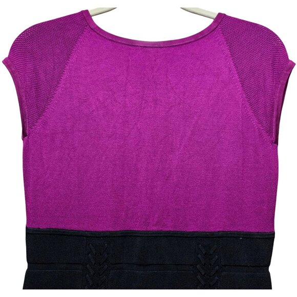 Karen Millen Purple & Black Cap Sleeve Dress Size 3 - Picture 4 of 10